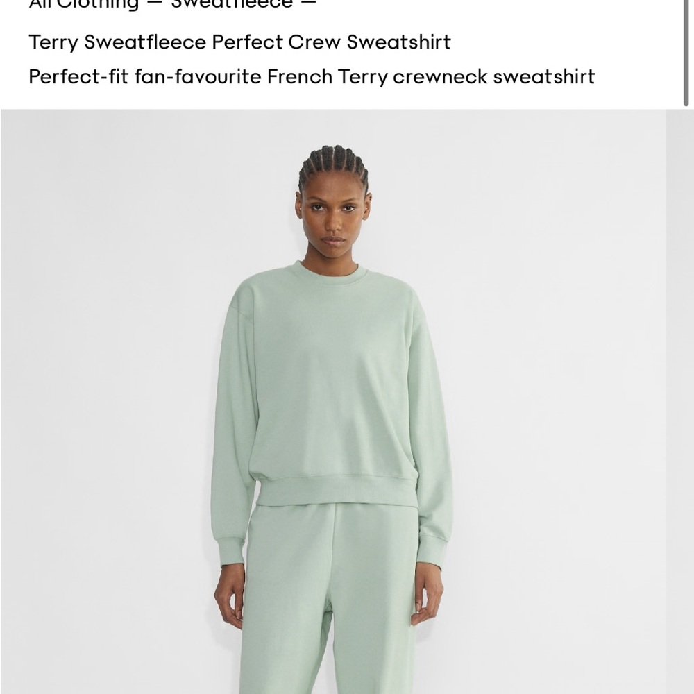 Aritzia Mint Green Terry Sweatfleece Perfect Crew